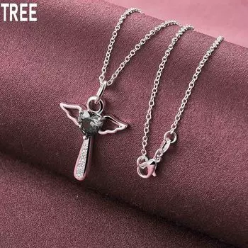 Ожерелье с подвеской из стерлингового серебра 925 пробы и циркония, модные свадебные украшения O-40CM