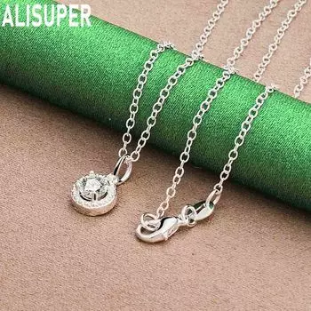 Ожерелье с подвеской из стерлингового серебра 925 пробы, модные свадебные украшения O-40CM