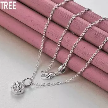 Ожерелье с подвеской из стерлингового серебра 925 пробы, модное украшение для свадьбы O-45CM