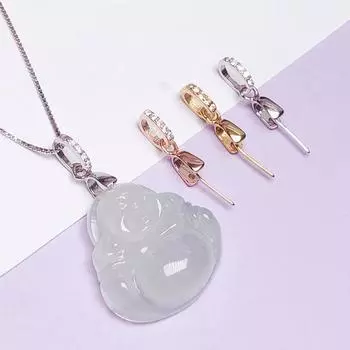 Ожерелье с подвеской из стерлингового серебра S925 с небольшой пряжкой из нефрита – дизайн Будды своими руками