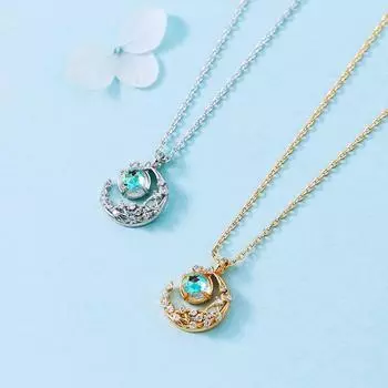 Ожерелье с подвеской из стерлингового серебра 925 пробы с лунным камнем и луной для женщин и девочек, вечерние свадебные украшения, колье Dz275 золотой