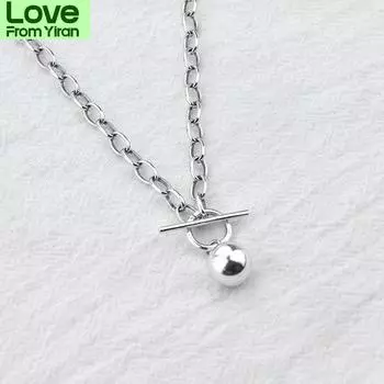 Ожерелье с подвеской из тайского серебра 925 пробы с круглыми бусинами, цепочкой на ключицу, геометрическое ожерелье для женщин и мужчин, ювелирные изделия S-N566