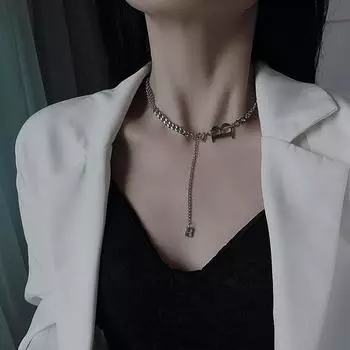 Ожерелье с подвеской из титановой стали с буквой B, толстая цепочка, ожерелье с кисточкой, ожерелье с цепочкой на ключицы