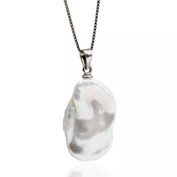 Ожерелье с подвеской из жемчуга для девочек, натуральное барочное нерегулярное плоское ожерелье из стерлингового серебра 925 пробы, женское серебряное ожерелье
