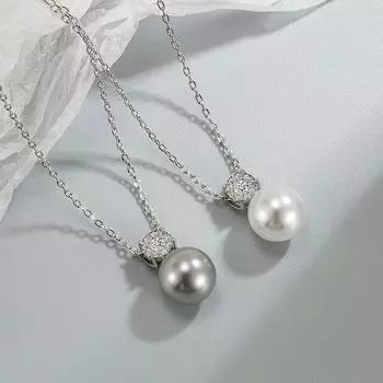 Ожерелье с подвеской из жемчуга и циркона, винтажное геометрическое ожерелье с имитацией жемчуга, вечерние ювелирные аксессуары 1Pc белый