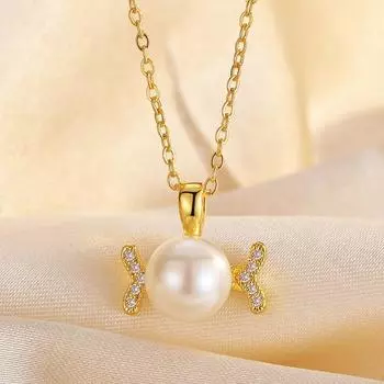 Ожерелье с подвеской из жемчуга и циркония, женское, простое, холодный ветер, ниша, высококачественная, цепочка на ключицу, модное, иностранный стиль, ювелирные изделия золотой