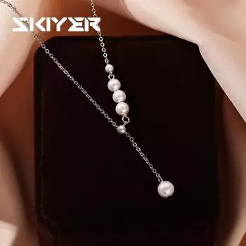 Ожерелье с подвеской из жемчуга серебра 925 пробы для женщин, подарочные аксессуары на день матери золотой