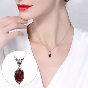 Ожерелье с подвеской Элегантный овальный дизайн Винтажное изысканное ожерелье из красного кварца Ожерелье с подвеской в виде бабочки Повседневное ожерелье