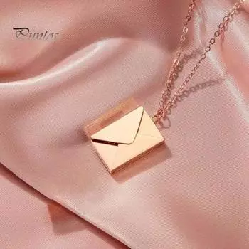 Ожерелье с подвеской-конвертом, регулируемая длина, гальванизированный сплав, антиокислительное покрытие, легкое украшение на шею, подарок на День святого Валентина для жены или серебряный