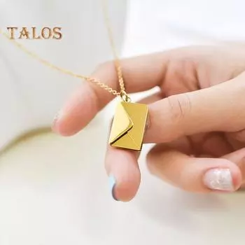 Ожерелье с подвеской-конвертом, регулируемая длина, гальванизированный сплав, антиокислительное покрытие, легкое украшение на шею, подарок на День святого Валентина для жены или серебряный