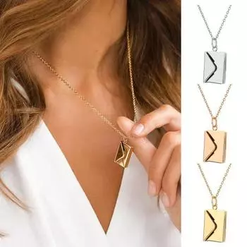 Ожерелье с подвеской-конвертом, регулируемая длина, гальванизированный сплав, антиокислительное покрытие, легкое украшение на шею, подарок на День святого Валентина, годовщина серебряный