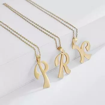Ожерелье с подвеской, курсив, 26 букв, ювелирные изделия, простое яркое блестящее ожерелье для пары Z золотистый