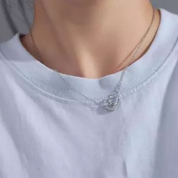 Ожерелье с подвеской Love Heart Chain Choker Jewelry Accessories Hollow Heart Chain Cuestion Couple серебряный