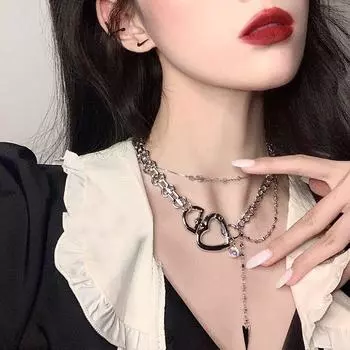 Ожерелье с подвеской Love Lock в стиле Харадзюку, аксессуары для хип-хопа, женские модные ювелирные изделия в стиле хип-хоп, цепочки серебряный