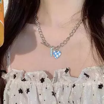 Ожерелье с подвеской «Любовь» для женщин, свитер для пожилых людей, цепочка на ключицу, ожерелье в стиле хип-хоп черный белый