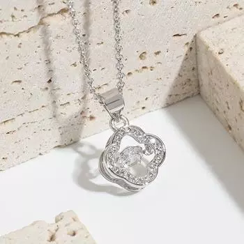 Ожерелье с подвеской Lucky Grass Master Stone Dancing из розового золота с прыгающим сердцем в корейском стиле, простое и гибкое, с четырьмя листьями травы