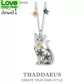 Ожерелье с подвеской Magic Cat, абсолютно новая цепочка из звеньев, модные ювелирные изделия, европейская гламурная бижутерия из стерлингового серебра 925 пробы, подарок для женщин 45-50cm