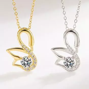 Ожерелье с подвеской «Маленький лебедь» с легкой роскошью и бриллиантами, модный дизайн с рисунком в виде животного