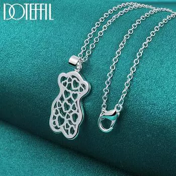 Ожерелье с подвеской «Маленький медвежонок» из стерлингового серебра 925 пробы для женских модных очаровательных ювелирных изделий O-40cm