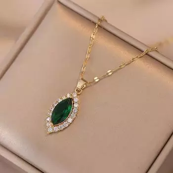 Ожерелье с подвеской «Маркиза» из циркония для женщин, модное золотого цвета, ожерелья из нержавеющей стали, вечерние ювелирные аксессуары, аксессуары