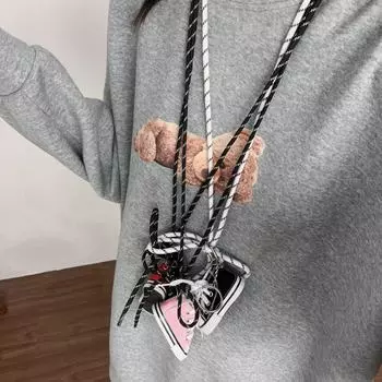 Ожерелье с подвеской Miu — модная и стильная подвеска в виде обуви в стиле Ins с крутым модным дизайном для создания уникального образа в виде цепочки свитера. N1170 black lace big shoe красный