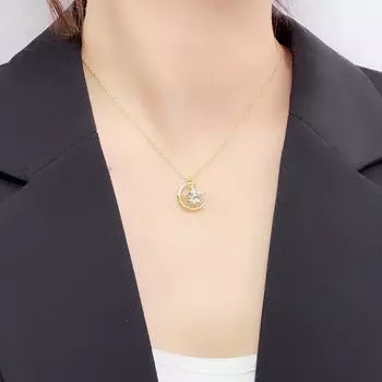 Ожерелье с подвеской «Планета Луна», женское универсальное ожерелье премиум-класса, элегантный нишевый дизайн, легкая роскошная цепочка на ключицу, ювелирные изделия