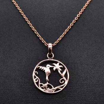 Ожерелье с подвеской Птица с цветочным дизайном Твердая подвеска из стерлингового серебра 925 пробы с цепочкой Ювелирные изделия с покрытием из розового золота для женщин или девочек розового золота