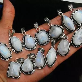 Ожерелье с подвеской Rainbow Moonstone, ожерелье с подвеской Rainbow Moonstone Crystal Handmade для женщин, оптовая продажа подвесок для свадебных украшений Free Size белый