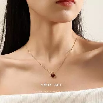 Ожерелье с подвеской Red Love Drop Drop Oil, изысканный и элегантный женский стиль, базовое и универсальное украшение ожерелья-цепочки из титановой стали 41CM