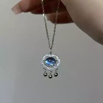 Ожерелье с подвеской «Руйи» с синим опалом, женская ретро-личность, простая, универсальная, темпераментная, модная, цепочка на шею, цепочка на ключицу