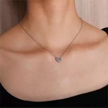 Ожерелье с подвеской Simple Love для женщин, персиковое сердце, ключичная цепочка, персонализированная, универсальная, на День святого Валентина