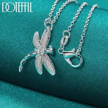 Ожерелье с подвеской «Стрекоза» из стерлингового серебра 925 пробы, модные ювелирные изделия O-40cm
