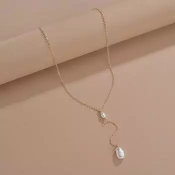 Ожерелье с подвеской, темпераментное декоративное длинное модное глянцевое ожерелье из искусственного жемчуга, женское ожерелье, модные украшения серебряный