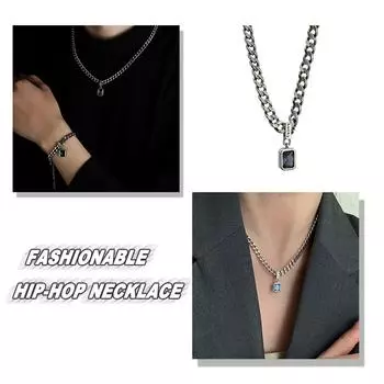 Ожерелье с подвеской «Удача» для мужчин и женщин, трендовый титановый свитер, стальная хип-хоп-цепочка Kpop J Y6W1 The color of silver-1pcs