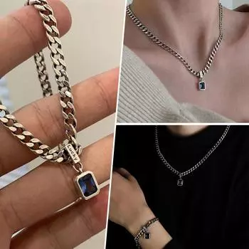 Ожерелье с подвеской «Удача» для мужчин и женщин, трендовые титановые стальные подвесные аксессуары Kpop Jewelry Tag V0U6 The color of silver-1pcs