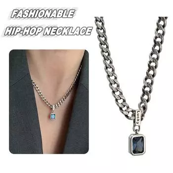 Ожерелье с подвеской «Удача» для мужчин и женщин, трендовая титановая сталь, хип-хоп, унисекс, подвеска, свитер, аксессуары N6Z5 The color of silver-1pcs