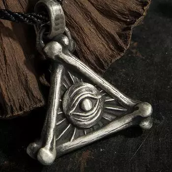 Ожерелье с подвеской «Всезнающий глаз» в стиле ретро для мужчин, модные аксессуары в стиле хип-хоп-панк 3*3 CM серебряный