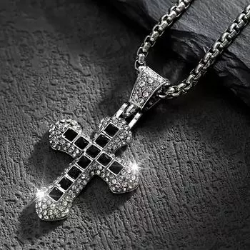 Ожерелье с подвеской в европейском и американском стиле в стиле хип-хоп, сверленое водой, для мужчин, великолепный аксессуар для пары белый