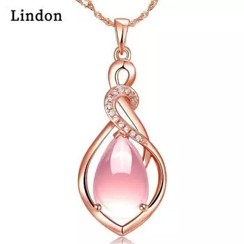 Ожерелье с подвеской в форме капли из Линдона, циркон, модные украшения, подарок для свадебной вечеринки розовый