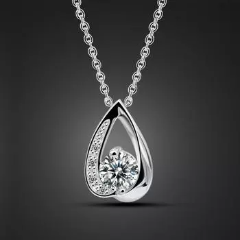 Ожерелье с подвеской в форме капли воды из серебра 925 пробы 46cm