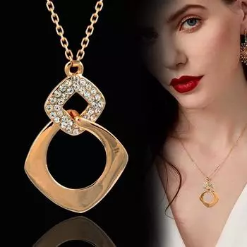 Ожерелье с подвеской в форме полого квадрата и круга с серьгами-подвесками для женщин, ювелирные изделия, классические подарки 235 KO1