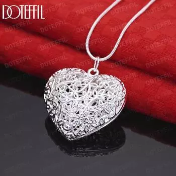 Ожерелье с подвеской в форме сердца из стерлингового серебра 925 пробы. Модные свадебные украшения. S-40CM