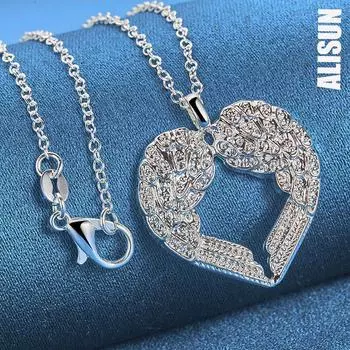 Ожерелье с подвеской в форме сердца из стерлингового серебра 925 пробы, модные свадебные украшения O-45CM