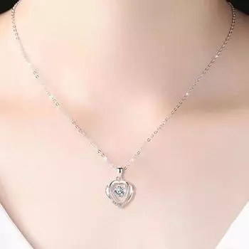 Ожерелье с подвеской в форме сердца, инкрустированные сверкающими стразами, женское ожерелье «Навсегда любовь», ювелирное изделие на день Святого Валентина, подарок белый