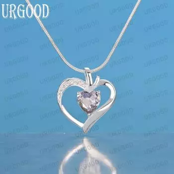 Ожерелье с подвеской в форме сердца из стерлингового серебра 925 пробы с цирконием, модные свадебные украшения S-40CM