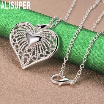Ожерелье с подвеской в форме сердца из стерлингового серебра 925 пробы, модные свадебные украшения O-40CM