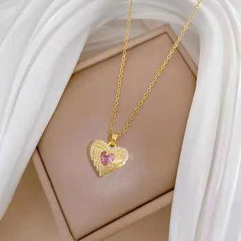 Ожерелье с подвеской в форме сердца для женщин, модные свадебные помолвочные вечерние ювелирные аксессуары 45cm золотой