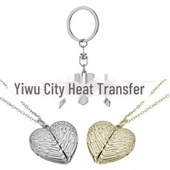 Ожерелье с подвеской в форме сердца «Крылья ангела» — дизайн с термопереносом