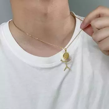 Ожерелье с подвеской в геометрическом стиле, блестящий блеск, индивидуальность, простая гальваника, наряд из нержавеющей стали, для мужчин и женщин золотистый