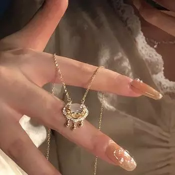 Ожерелье с подвеской в китайском стиле Ruyi, замок безопасности, имитация белого нефрита, ожерелья для женщин, украшения для долголетия, подарок матери и дочери золотой